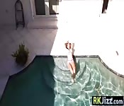 Busty MILF fucks a spying neighbors cock