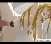 Blondine wird unter der Dusche gefickt