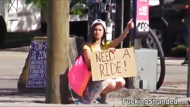 Hitchhiker legal age teenager London Smith screwed and jizzed in public