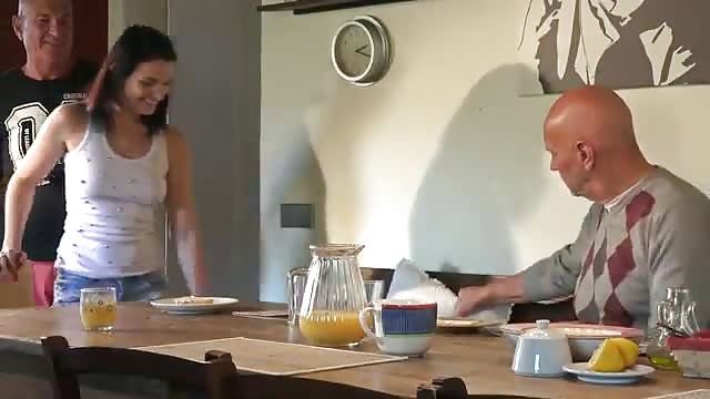 Younger Babe Fucked During Breakfast